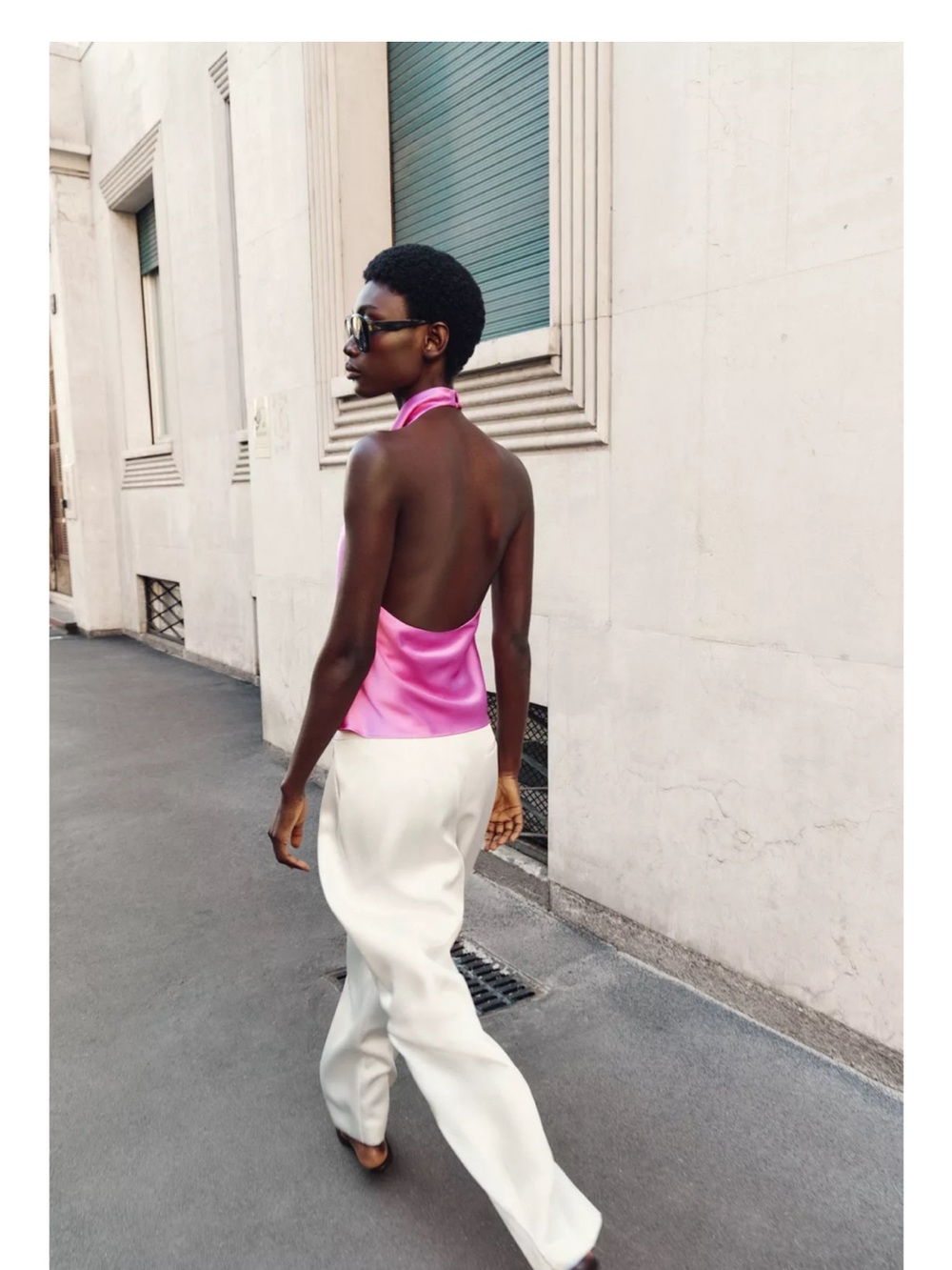 Zara Pink Satin Halter Neck Blouse - Picture 5 of 5